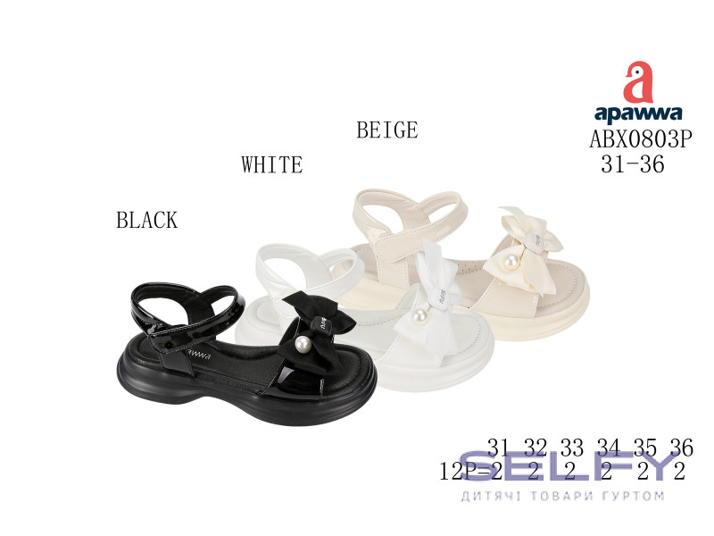 Босоніжки дитячі Apawwa ABX0803P black 31-36, Фото 1