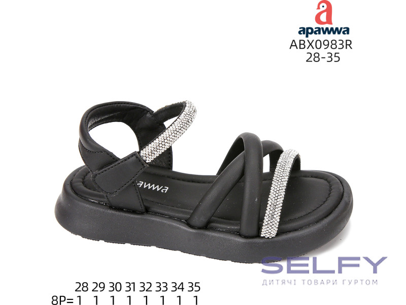 Босоніжки дитячі Apawwa ABX0983R black 28-35, Фото 1