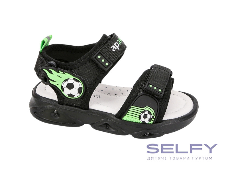 Босоніжки дитячі Apawwa ABX0321P black-green 21-25, Фото 1