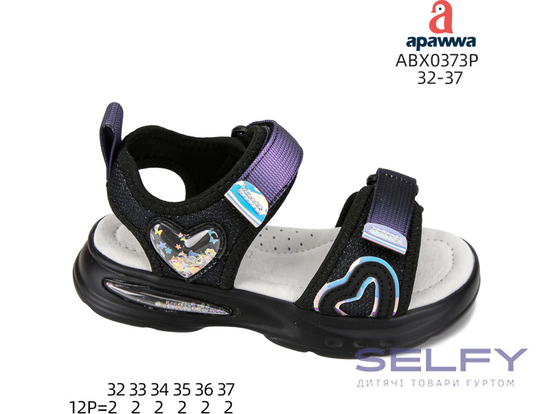 Босоніжки дитячі Apawwa ABX0373P black 32-37, Фото 1