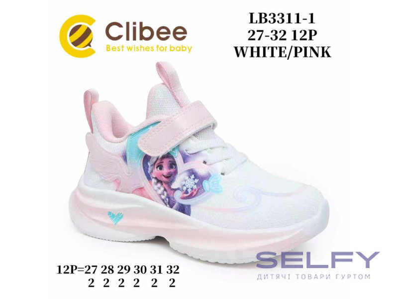 Кросівки дитячі Clibee LB3311-1 white-pink 27-32, Фото 1