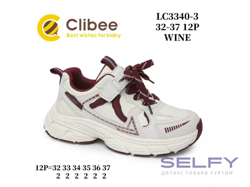 Кросівки дитячі Clibee LB3340-3 wine 32-37, Фото 1