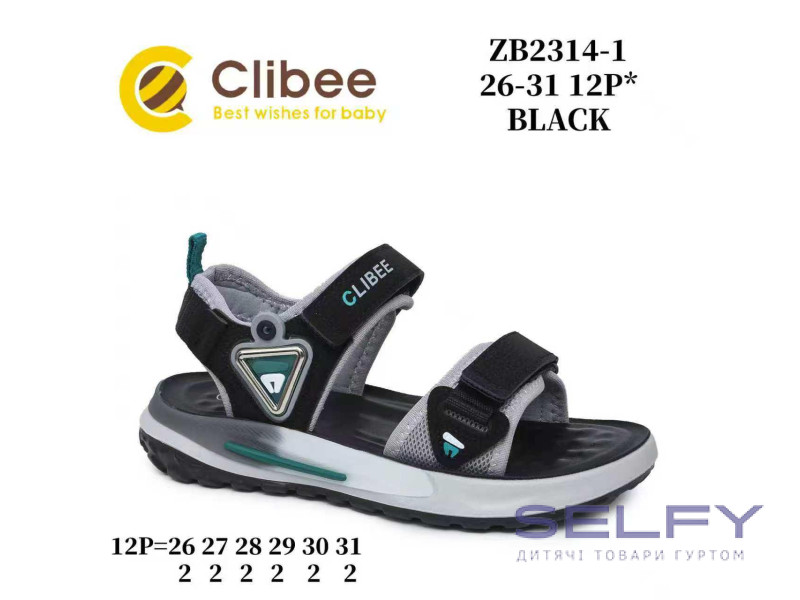 Босоніжки дитячі Clibee ZB2314-1 black 26-31, Фото 1