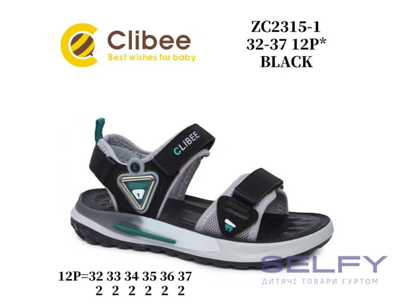 Босоніжки дитячі Clibee ZC2315-1 black 32-37, Фото 1