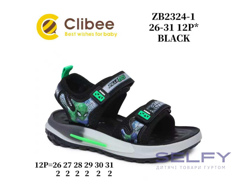 Босоніжки дитячі Clibee ZB2324-1 black 26-31, Фото 1