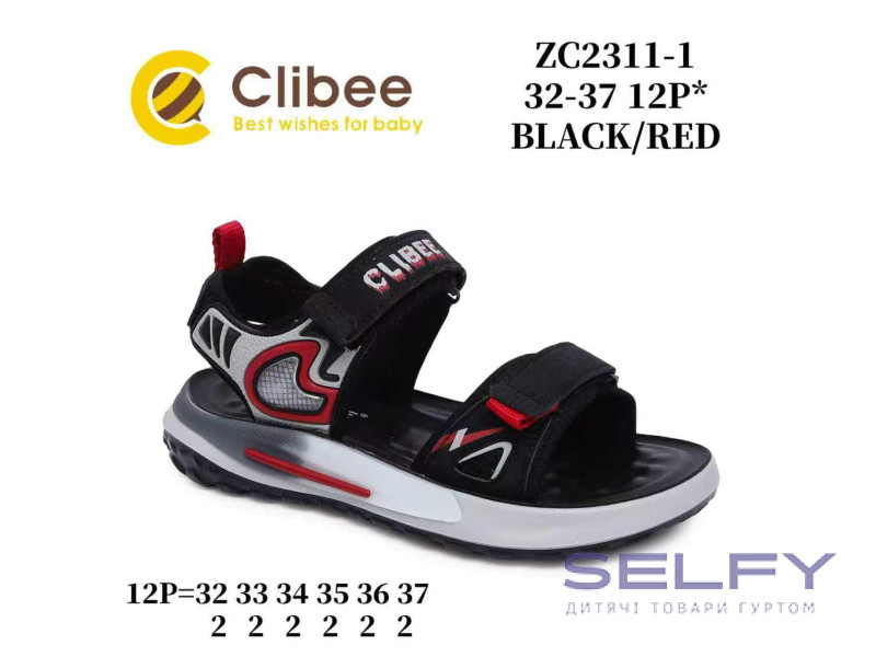 Босоніжки дитячі Clibee ZC2311-1 black-red 32-37, Фото 1