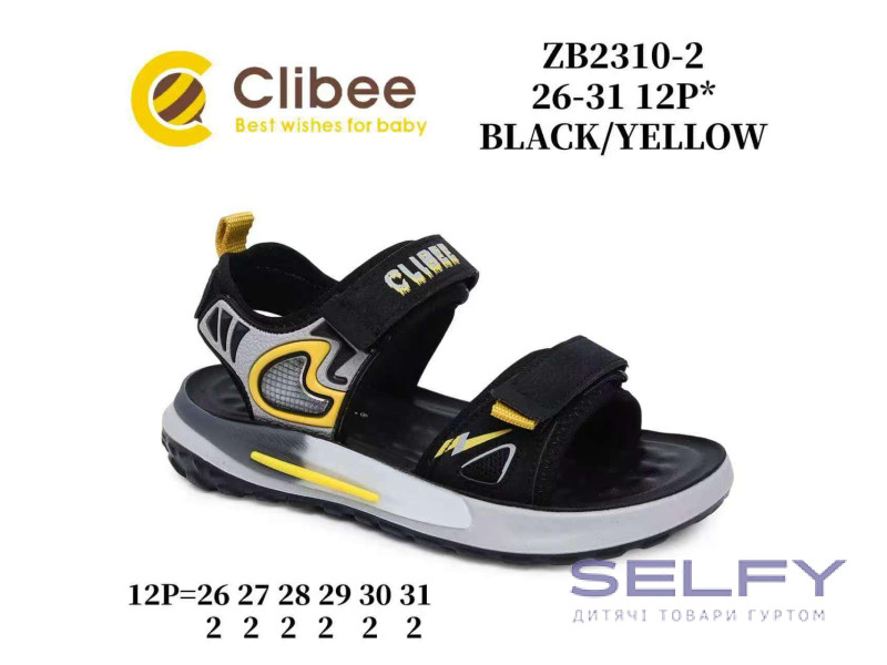 Босоніжки дитячі ClibeeZB2310-2 black-yellow 26-31, Фото 1