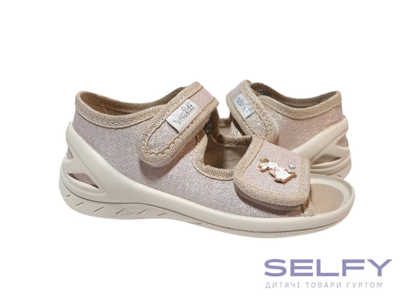 Єва 23-30 бежева, бежева підошва, брошка зайчик, Фото 1