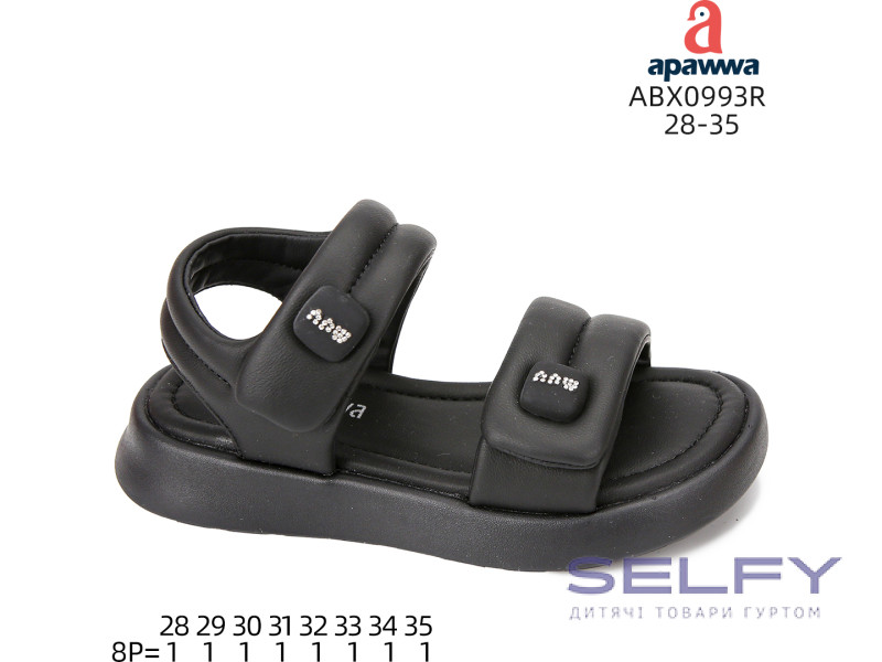 Босоніжки дитячі Apawwa ABX0993R black 28-35, Фото 1