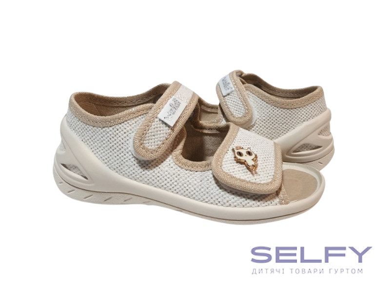 Єва 23-30 бежева, бежева підошва, брошка котик, Фото 1