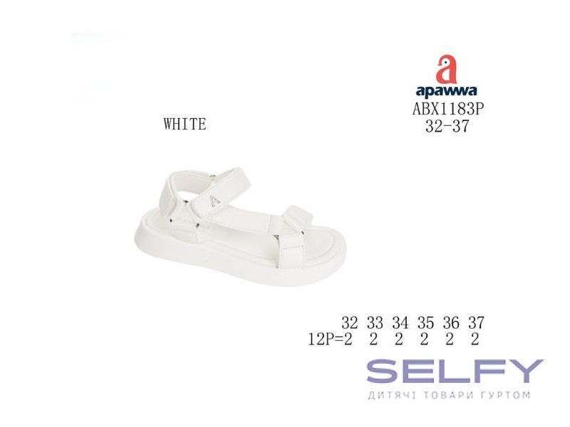 Босоніжки дитячі Apawwa ABX1183P white 32-37, Фото 1