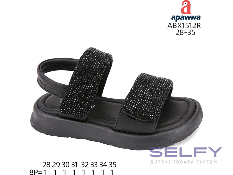 Босоніжки дитячі Apawwa ABX1512R black 28-35, Фото 1