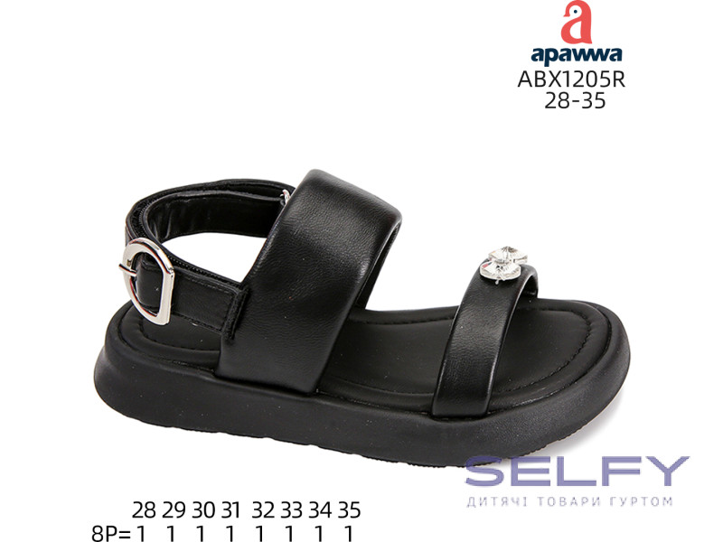 Босоніжки дитячі Apawwa ABX1205R black 28-35, Фото 1