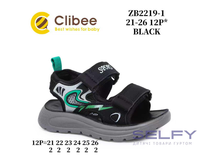 Босоніжки дитячі Clibee ZB2219-1 black 21-26, Фото 1