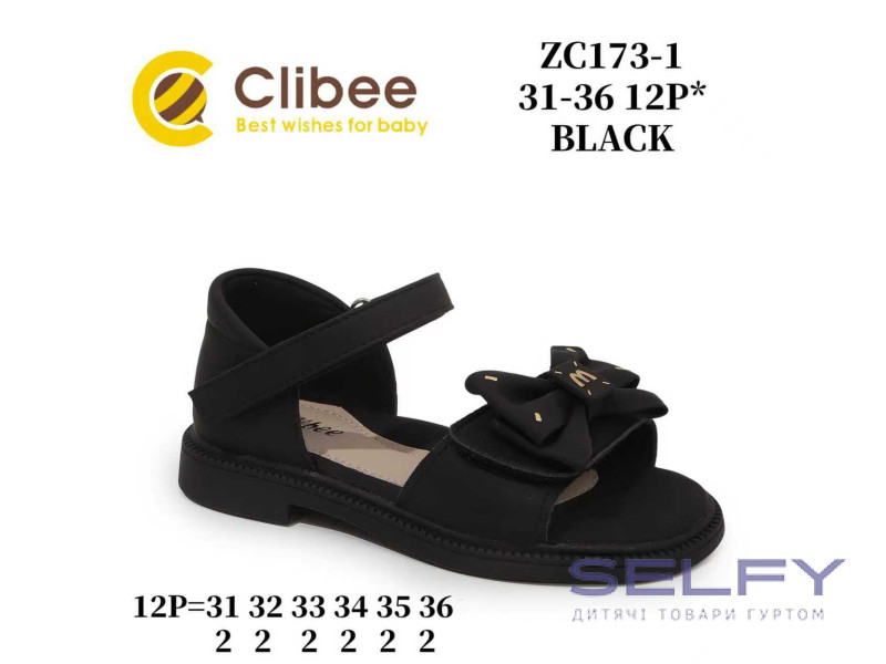 Босоніжки дитячі Clibee ZC173-1 black 31-36, Фото 1
